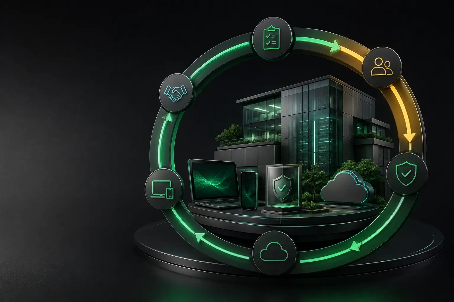 A complete technology environment carried through a continuous operational ownership lifecycle.